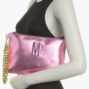 Moschino metallic wristlet pouch